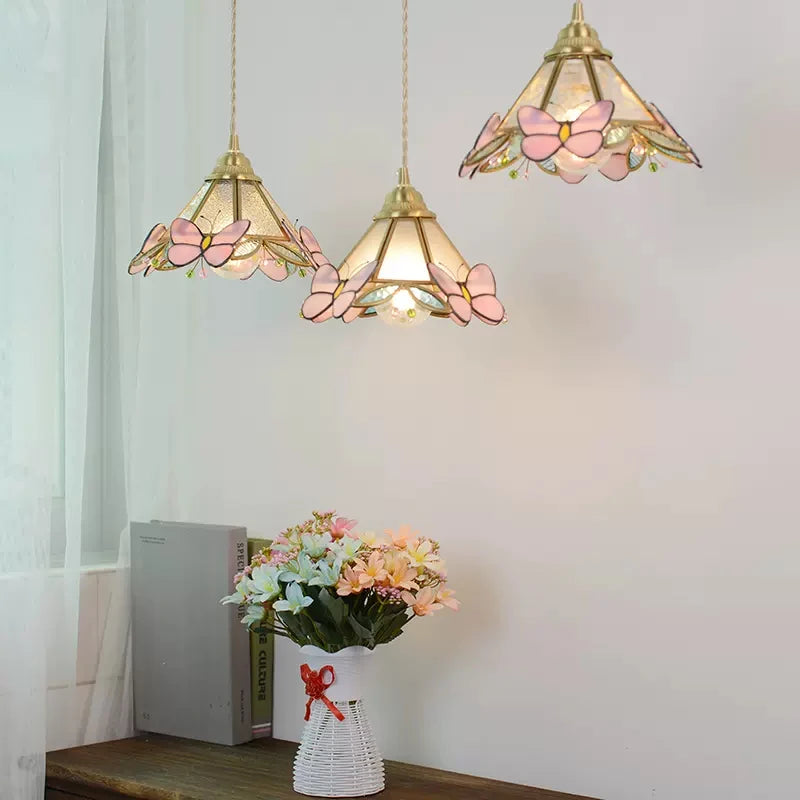 Glass Butterfly Pendant Light - Floral Fawna
