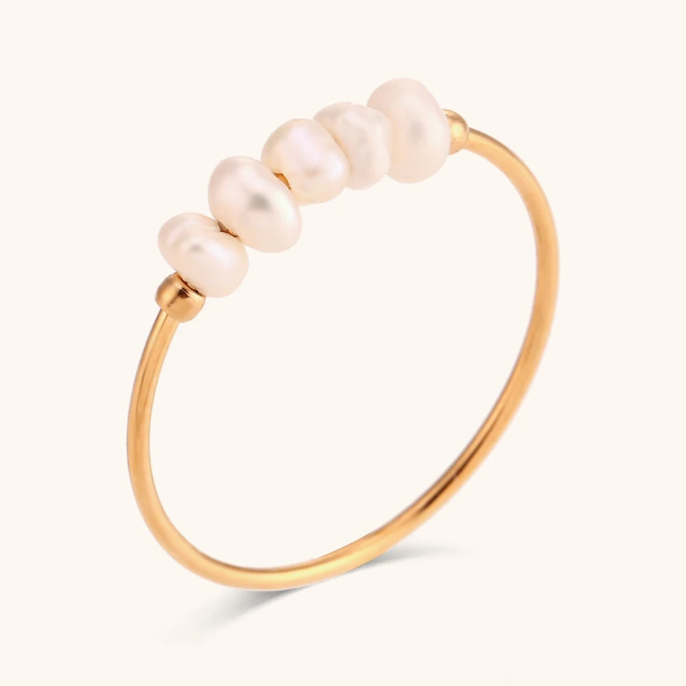 Natural Freshwater Pearl Ring - Floral Fawna