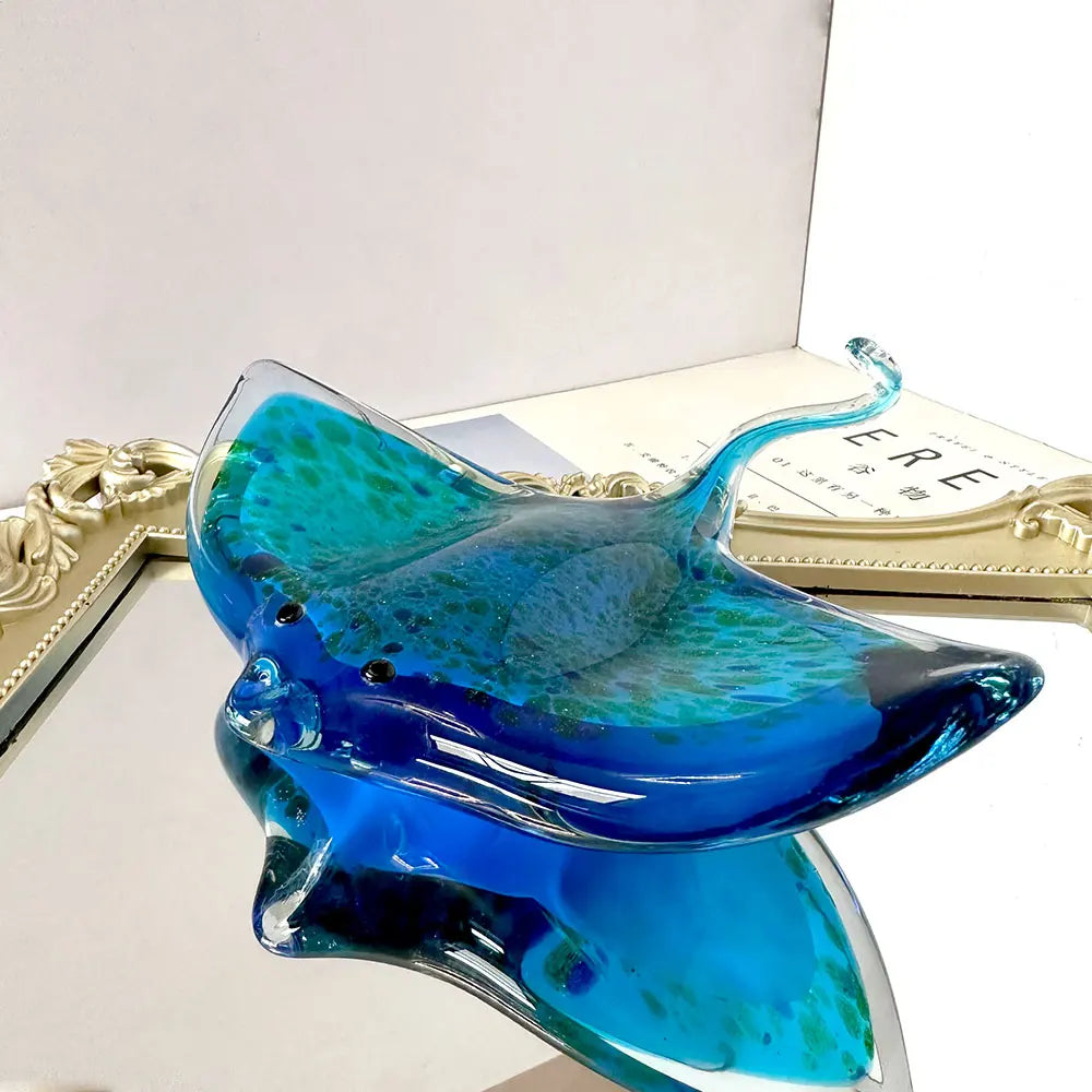 Glass Blown Sting Ray Sculpture - Floral Fawna