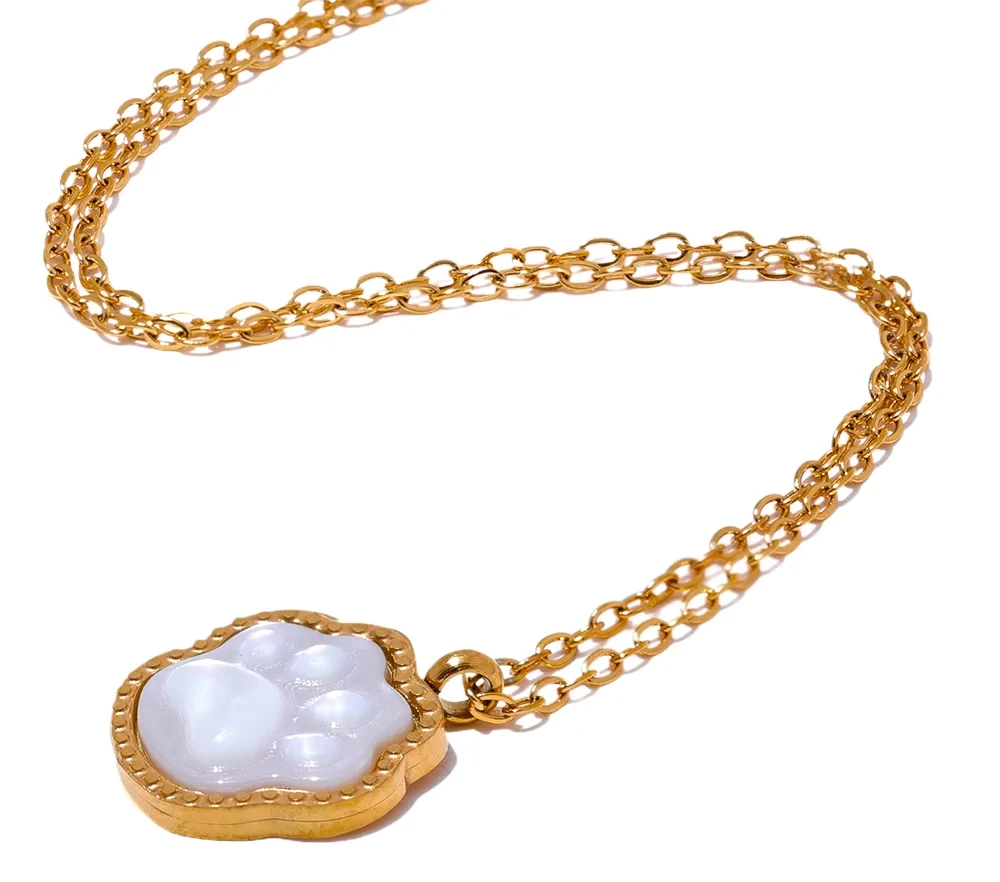 Gold Plated Paw Necklace - Floral Fawna
