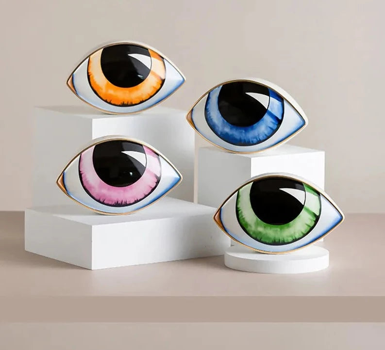 Ceramic Eye Sculpture - Floral Fawna