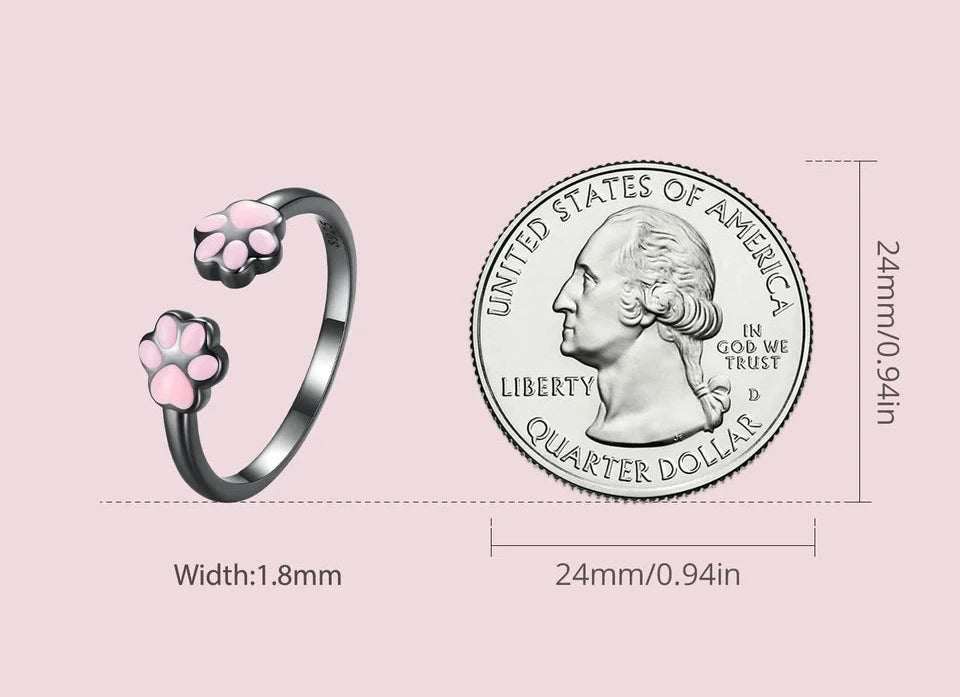 Sterling Silver Cat Paw Ring - Floral Fawna