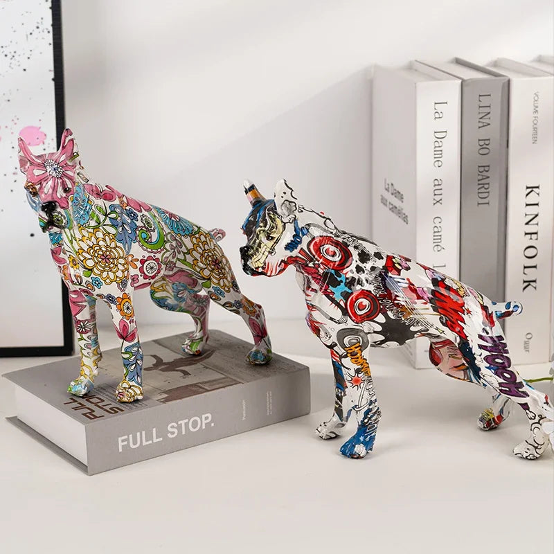 Abstract Boxer Sculpture - Floral Fawna