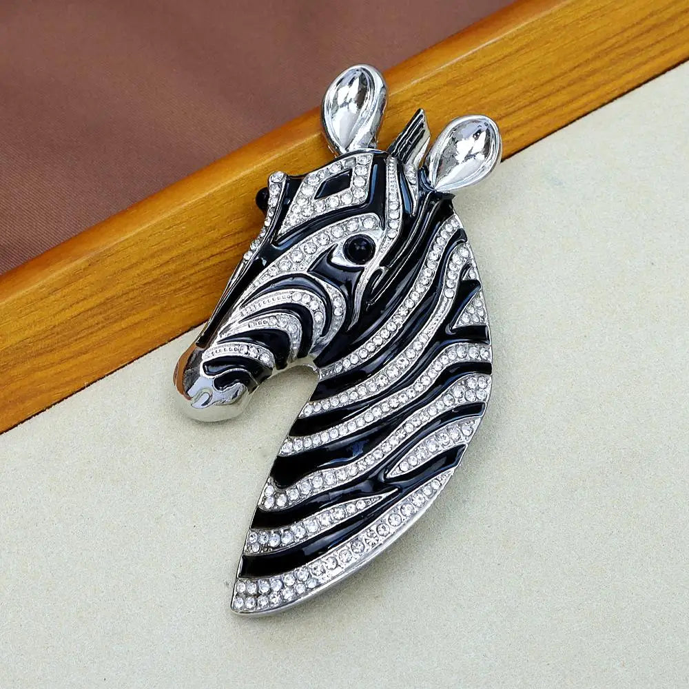 Zebra Rhinestone Brooch - Floral Fawna