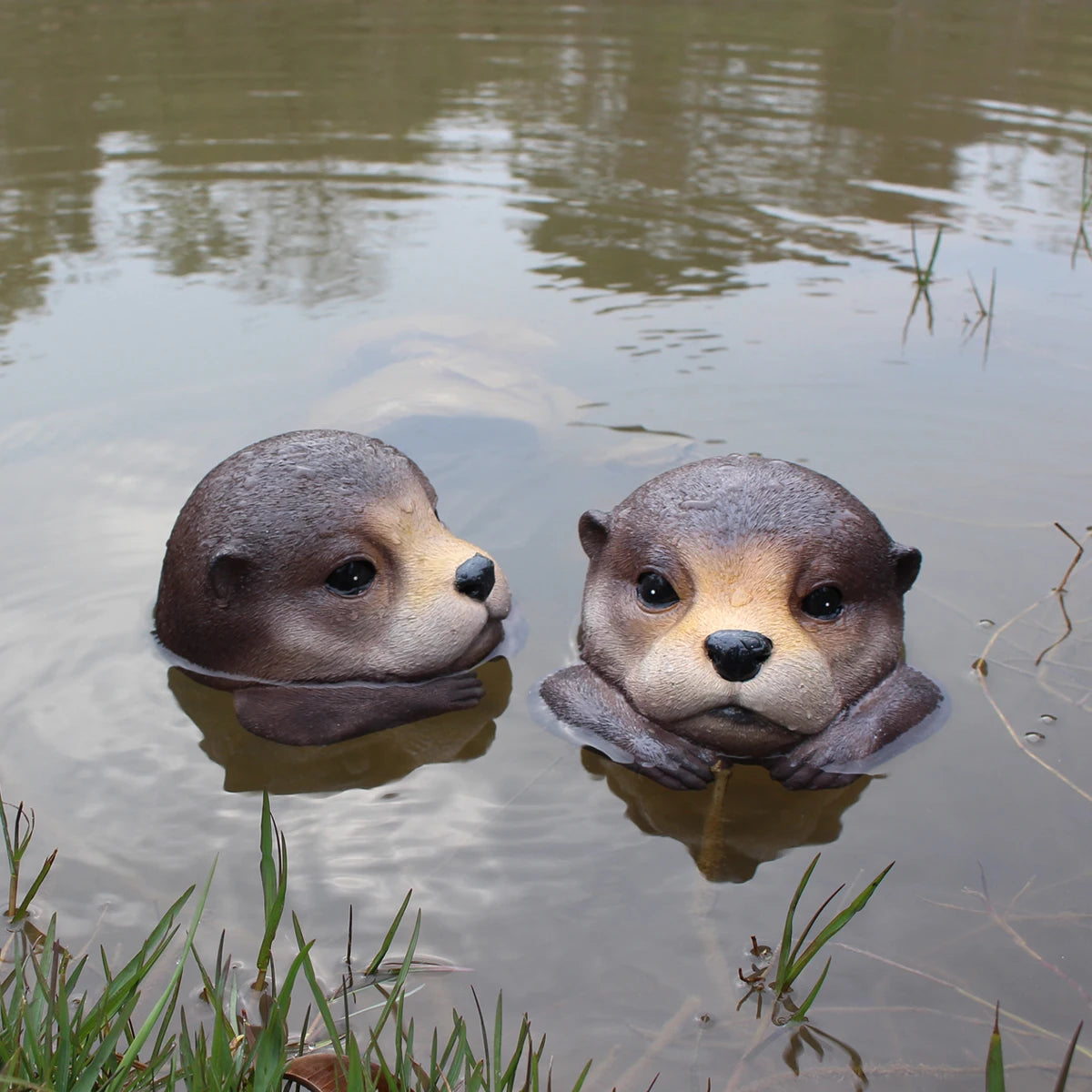 Floating Otter Pond Sculpture - Floral Fawna