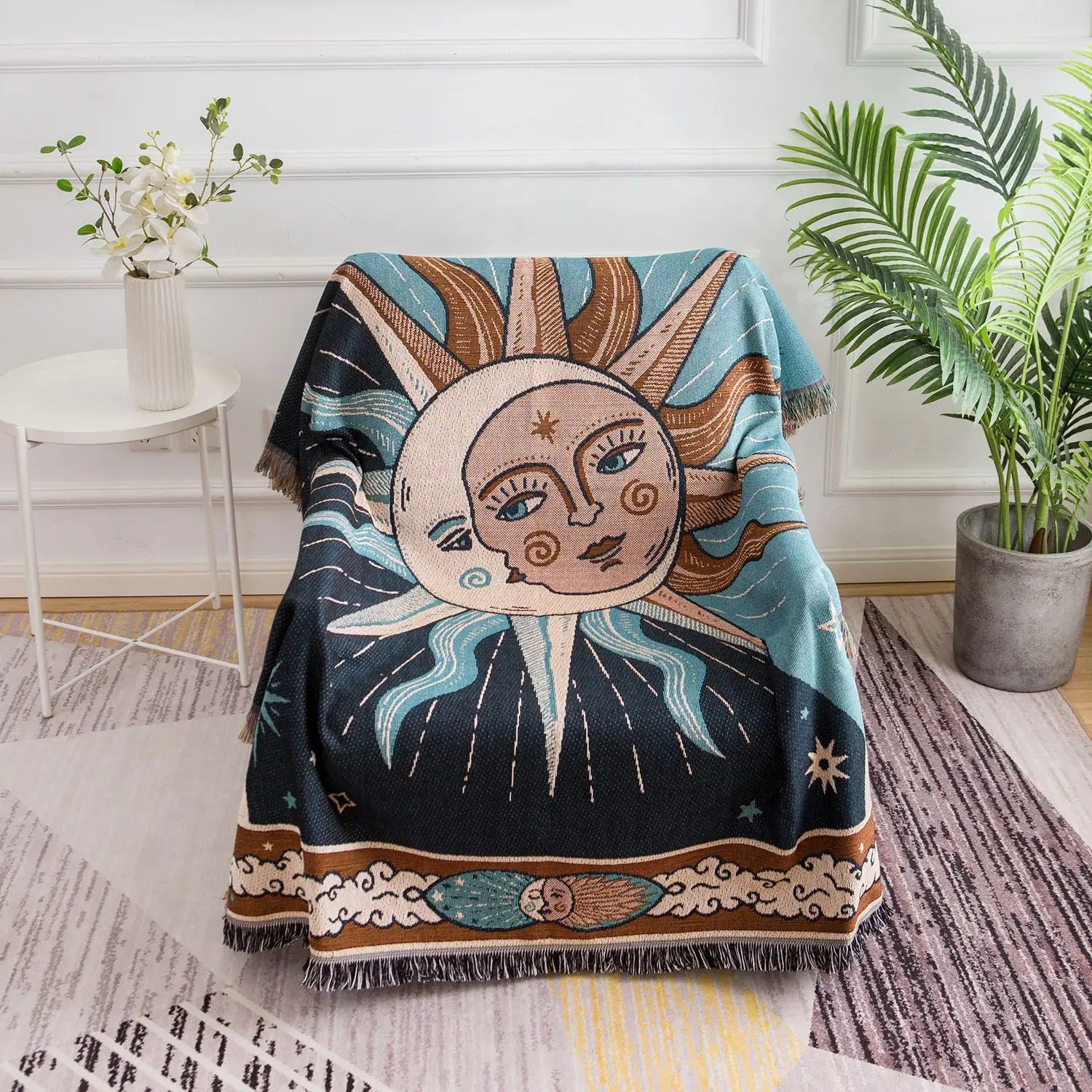 Sun & Moon Tapestry - Floral Fawna