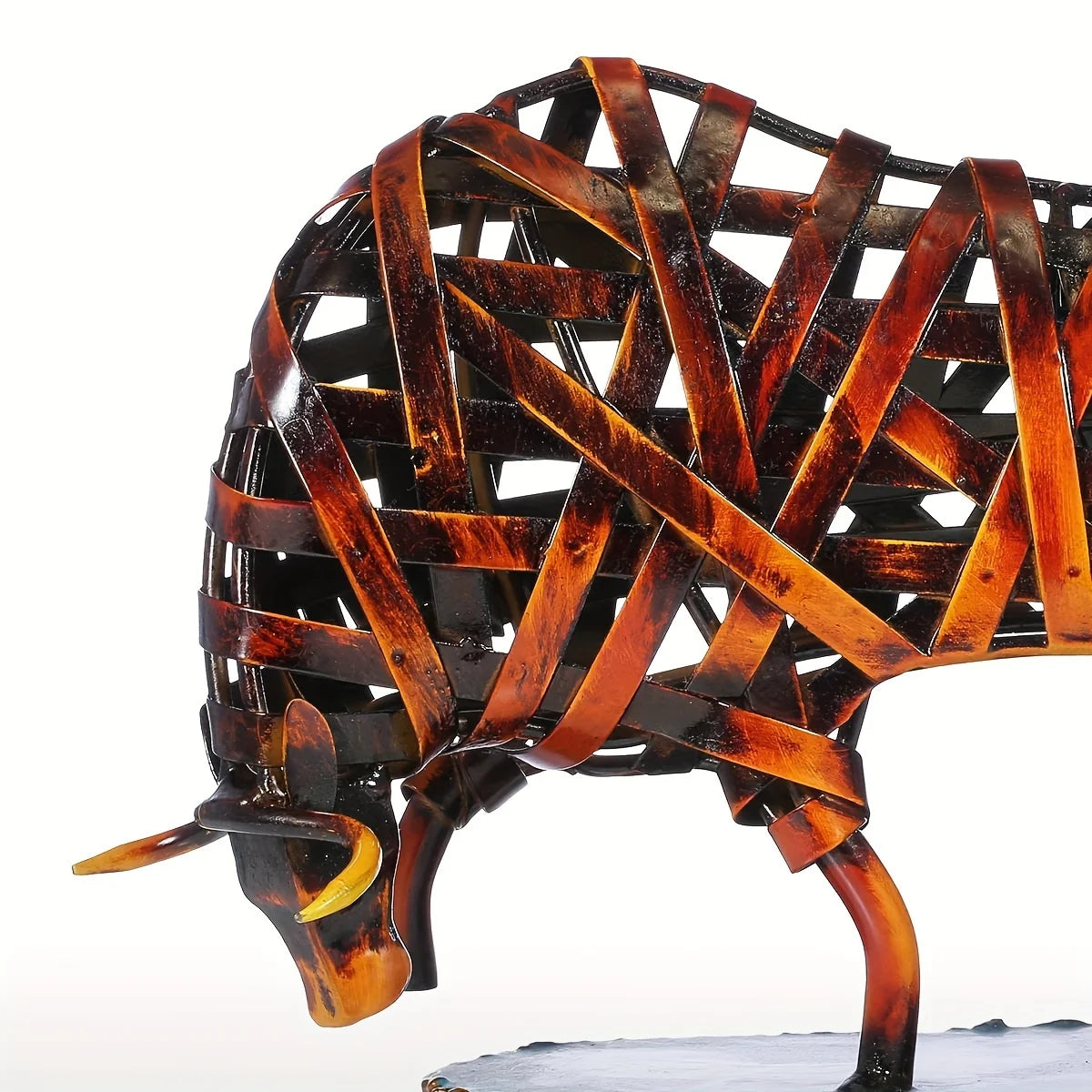Woven Iron Bull Sculpture - Floral Fawna