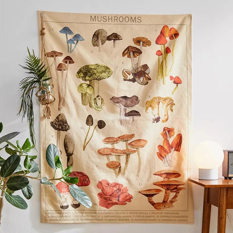 Mushroom Tapestry Wall Hanging - Floral Fawna