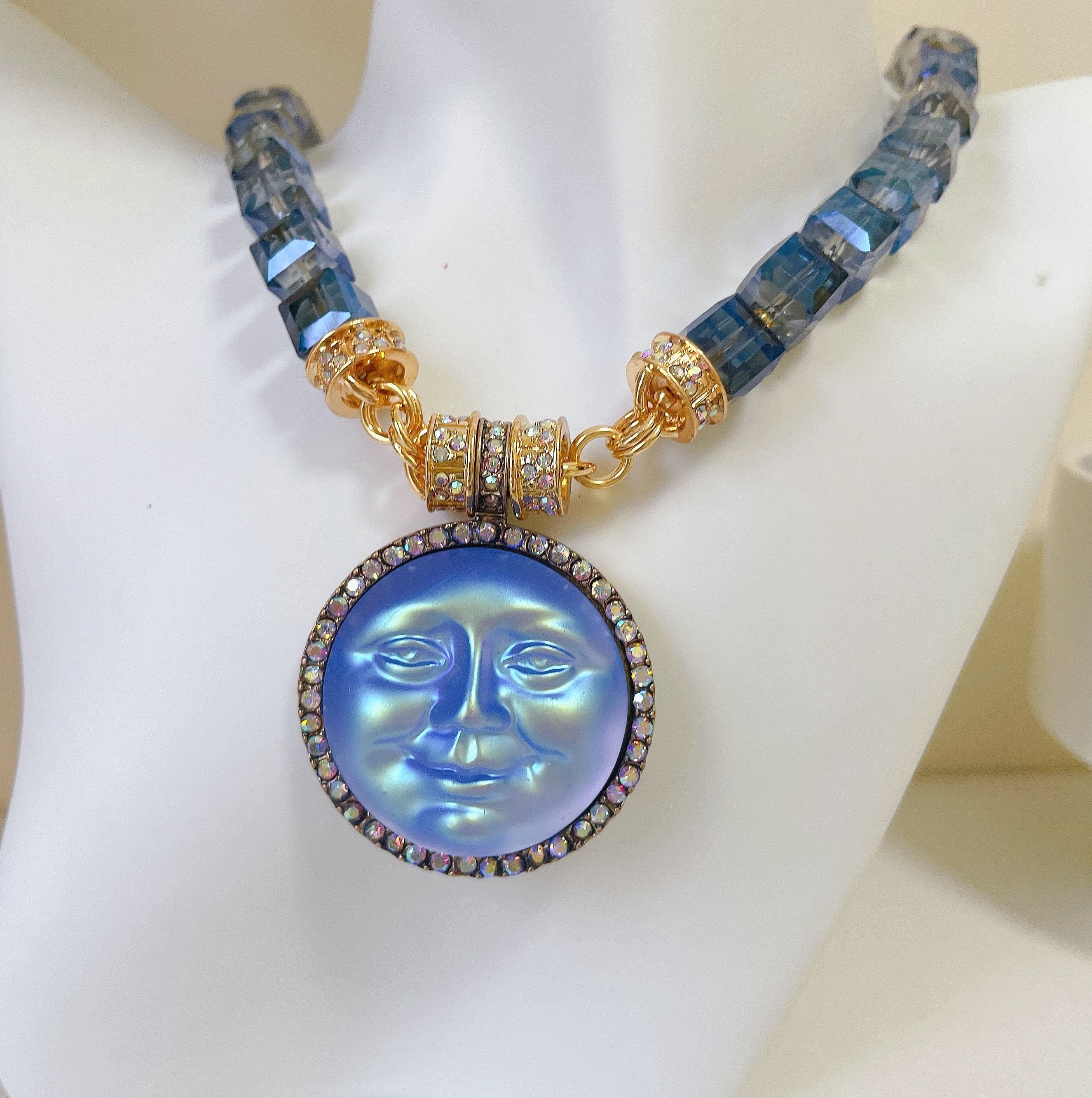 Holographic Moon Face Necklace