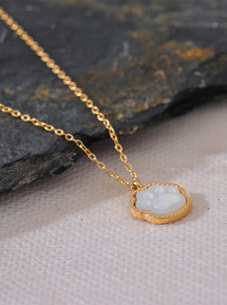 Gold Plated Paw Necklace - Floral Fawna