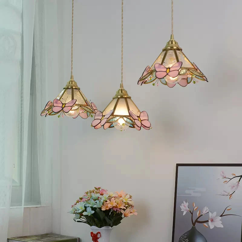 Glass Butterfly Pendant Light - Floral Fawna