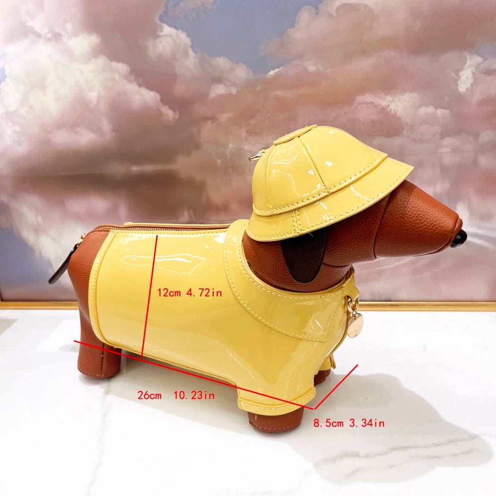 Dachshund In Rain Coat Crossbody Bag - Floral Fawna