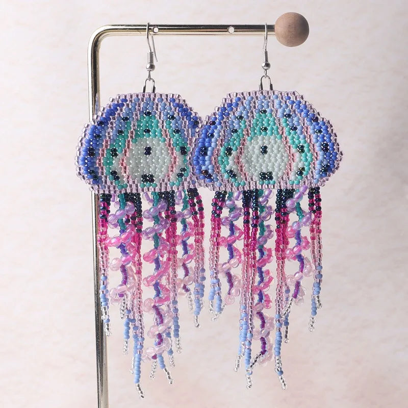 Jellyfish Rice Bead Earrings - Floral Fawna