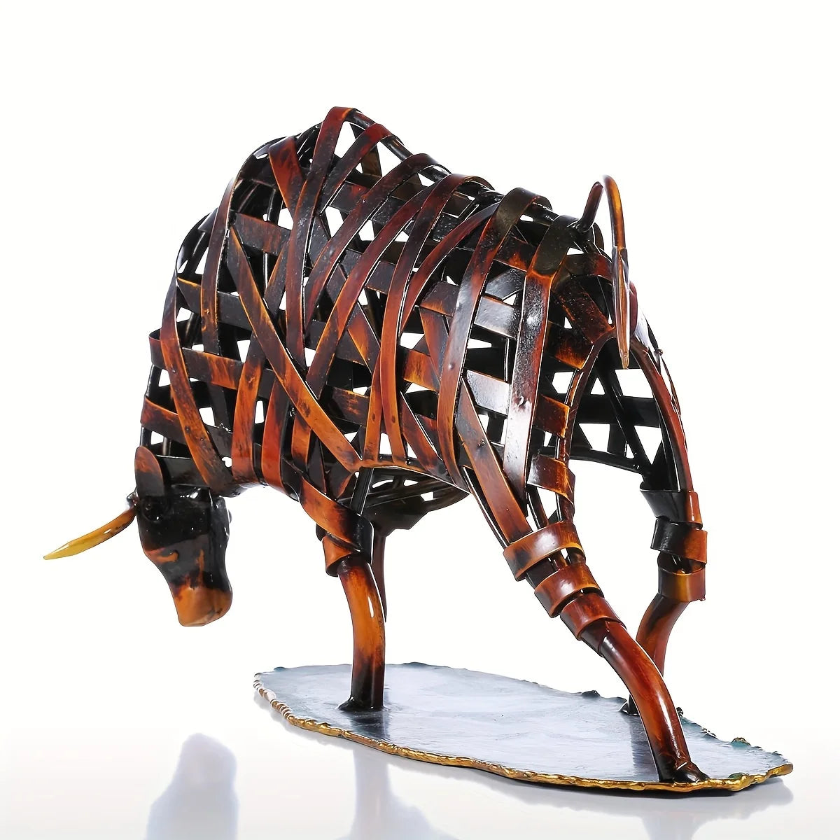 Woven Iron Bull Sculpture - Floral Fawna
