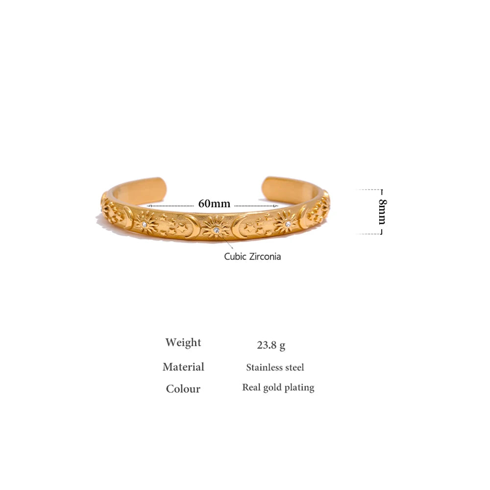 Gold Celestial Cuff Bracelet - Floral Fawna