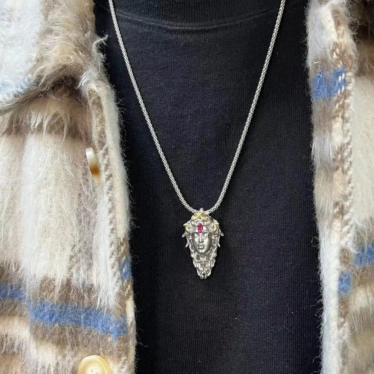 Sterling Silver Rubellite Medusa Pendant - Floral Fawna