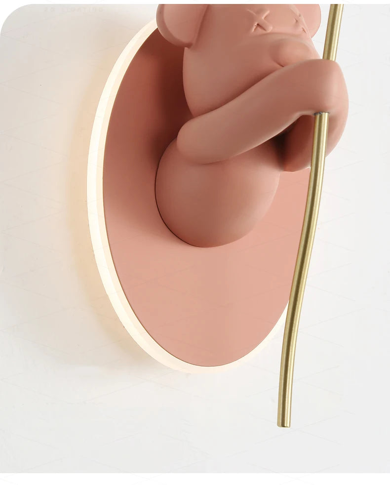 Bear Holding Balloon Wall Light - Floral Fawna