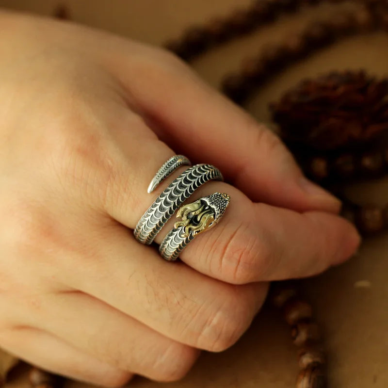 Sterling Silver Dragon Open Ring - Floral Fawna