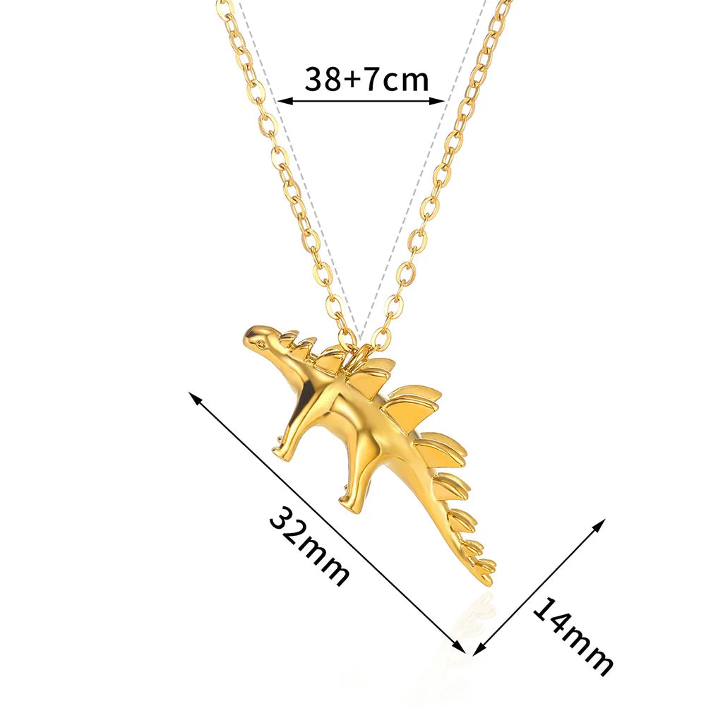 Gold Dinosaur Necklace - Floral Fawna