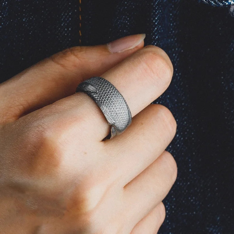 Sterling Silver Fish Open Ring - Floral Fawna