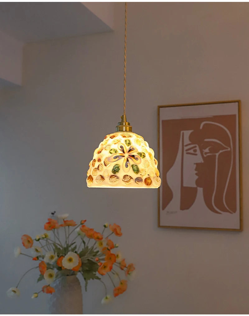 Mediterranean Sea Shell Pendant Lamp - Floral Fawna