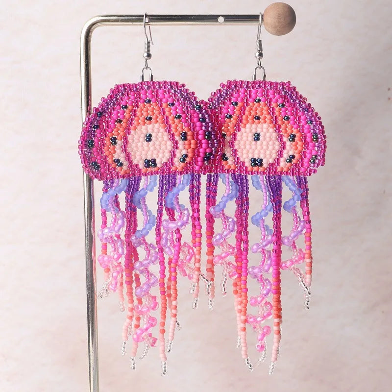 Jellyfish Rice Bead Earrings - Floral Fawna