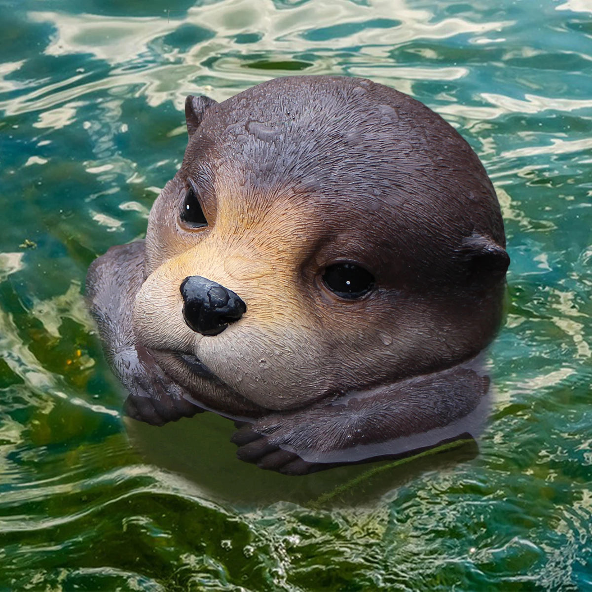 Floating Otter Pond Sculpture - Floral Fawna