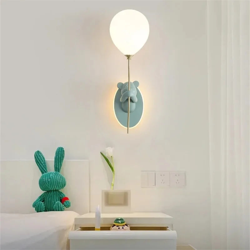 Bear Holding Balloon Wall Light - Floral Fawna