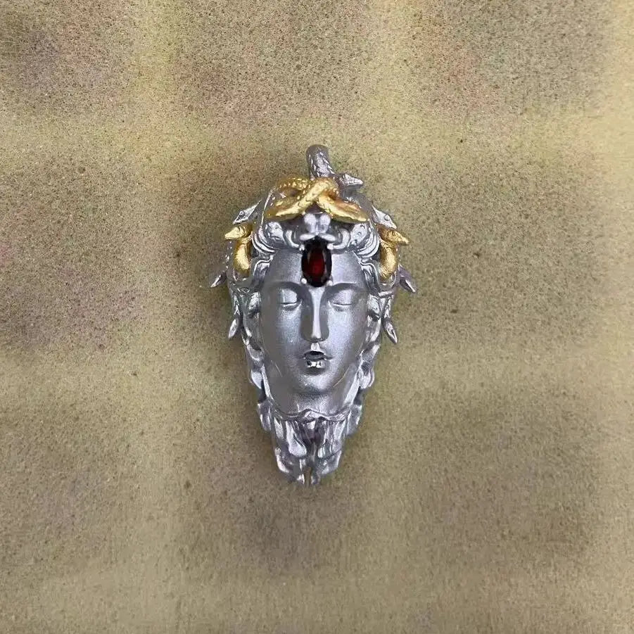 Sterling Silver Rubellite Medusa Pendant - Floral Fawna