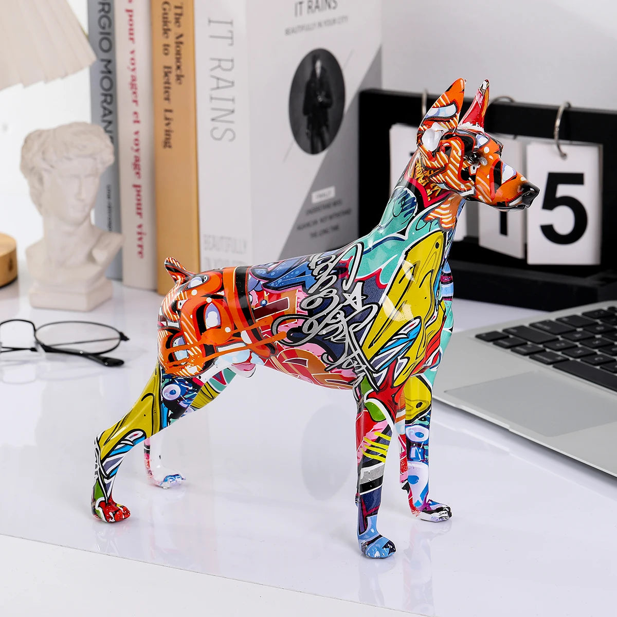 Abstract Dobermann Sculpture - Floral Fawna