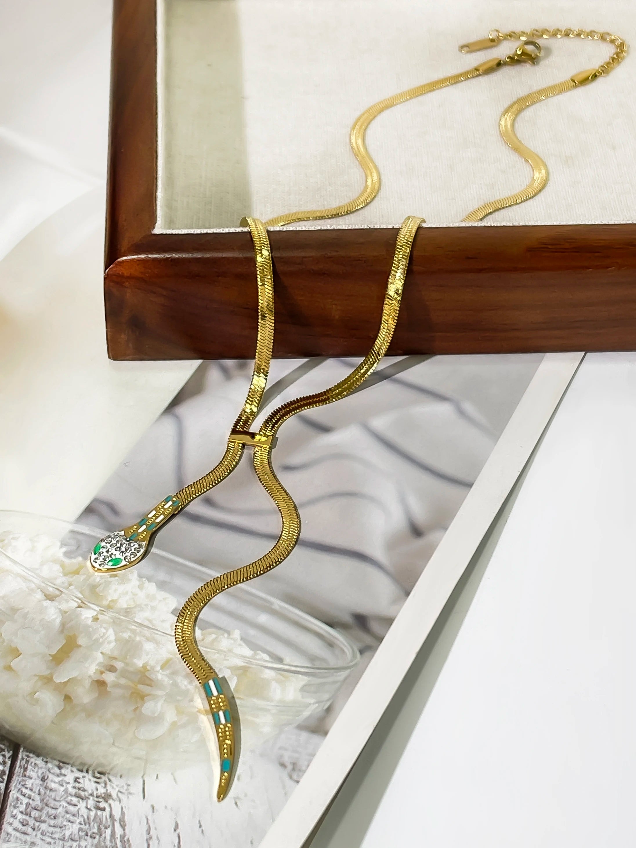 Snake Chain Tassel Necklace - Floral Fawna
