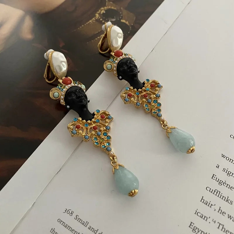 Egyptian Woman Dangle Earrings - Floral Fawna