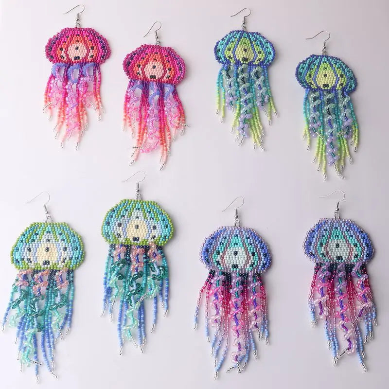 Jellyfish Rice Bead Earrings - Floral Fawna