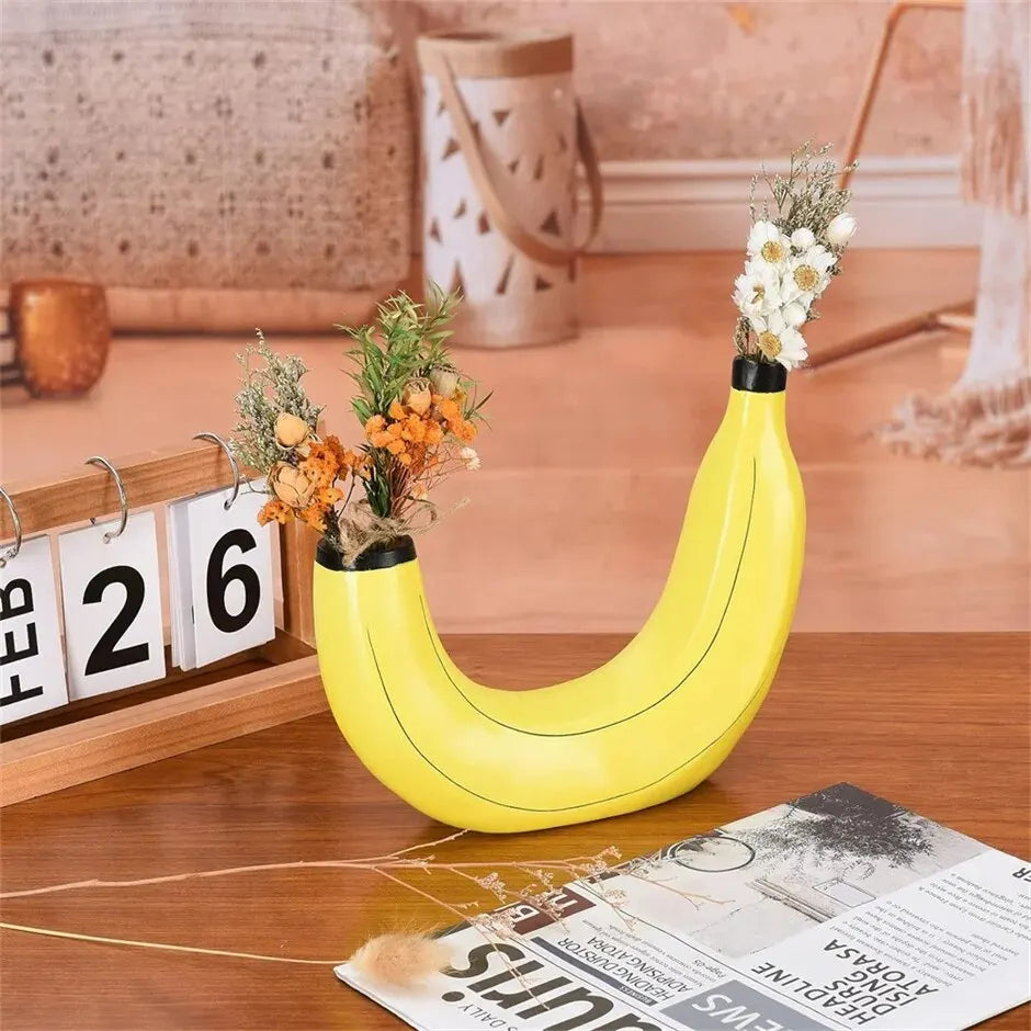 Banana Shaped Vase - Floral Fawna