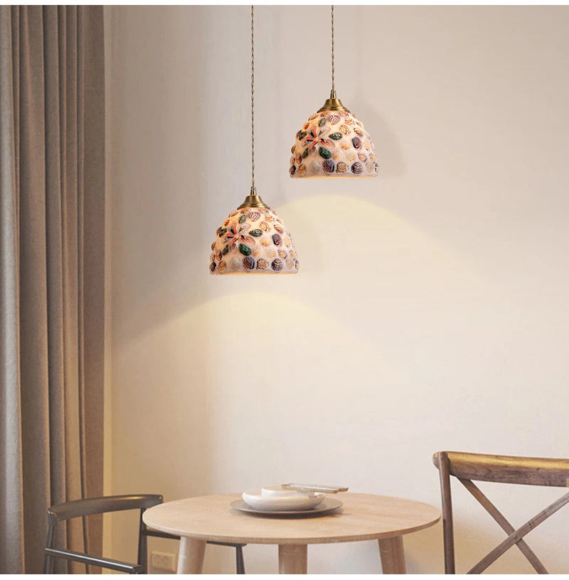 Mediterranean Sea Shell Pendant Lamp - Floral Fawna