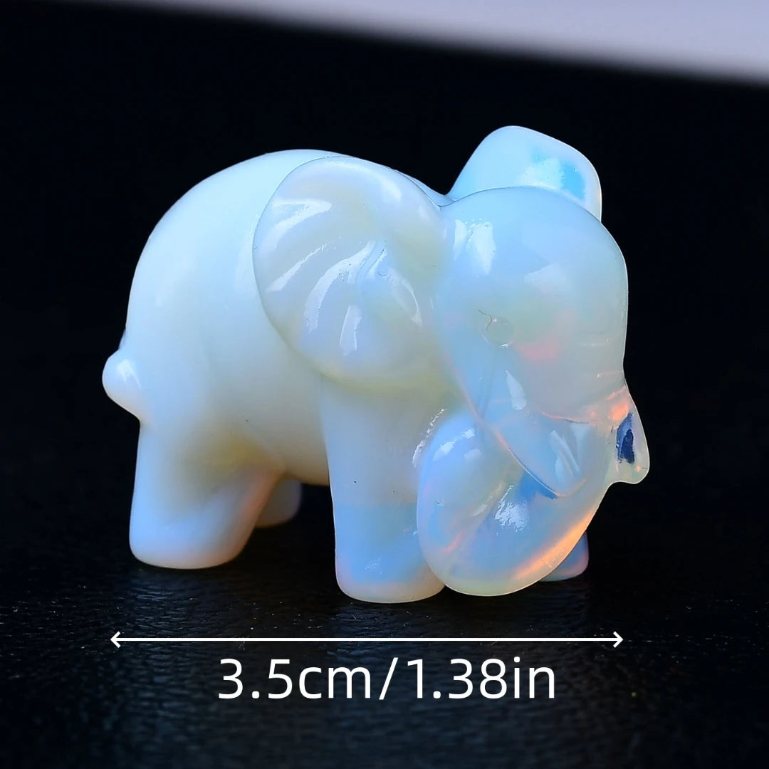 Crystal Carved Elephant - Floral Fawna