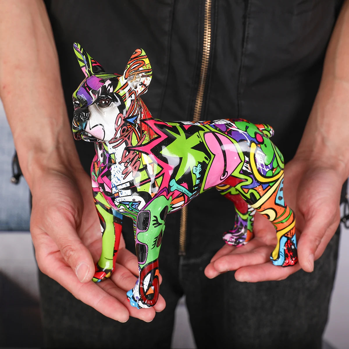 Abstract Boston Terrier Sculpture - Floral Fawna