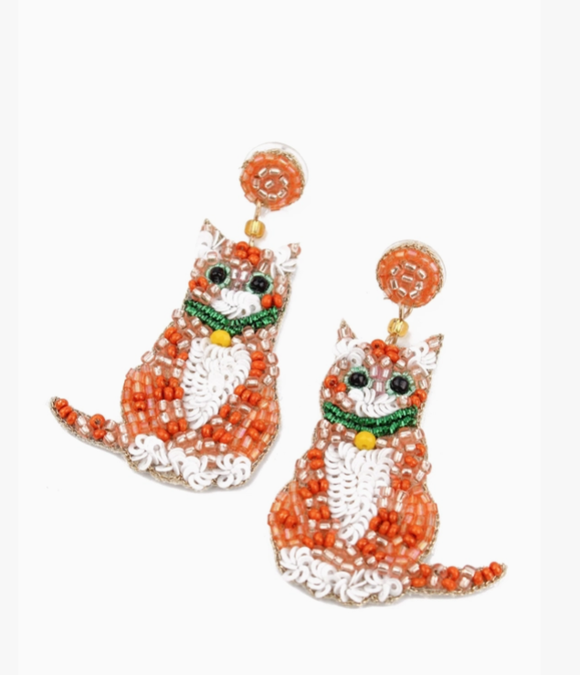 Beaded Cat Earrings