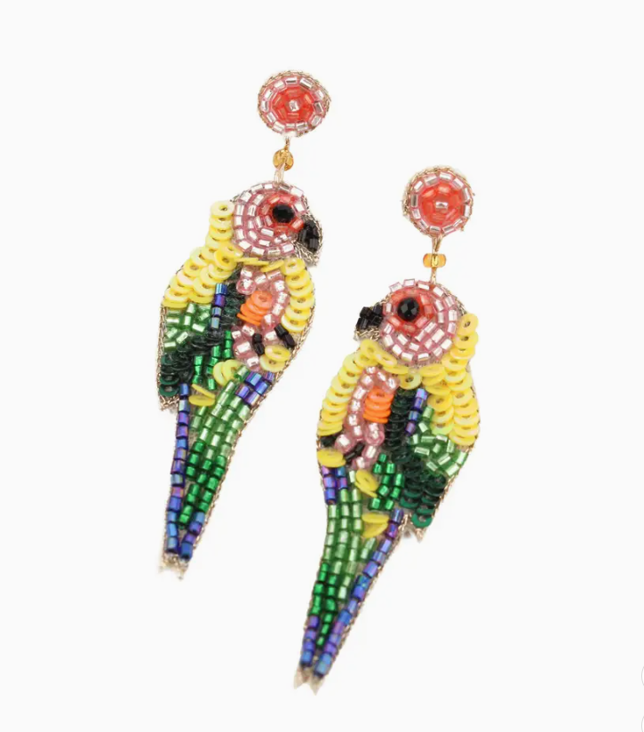 Beaded Parrot Earrings