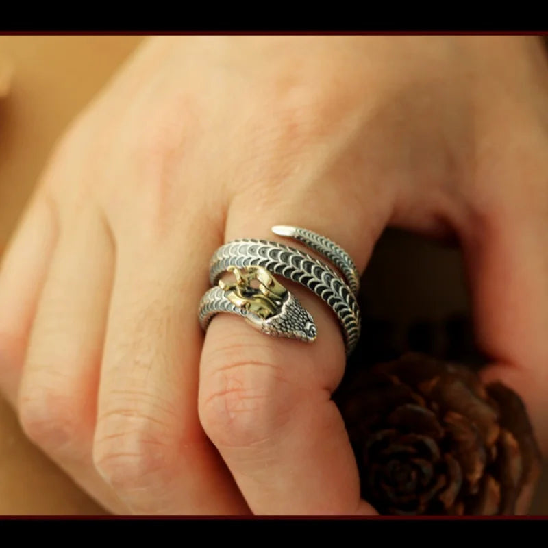 Sterling Silver Dragon Open Ring - Floral Fawna