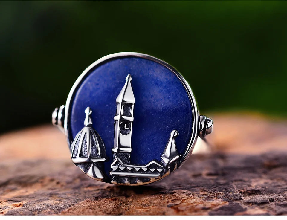 Sterling Silver Aventurine Cathedral Ring