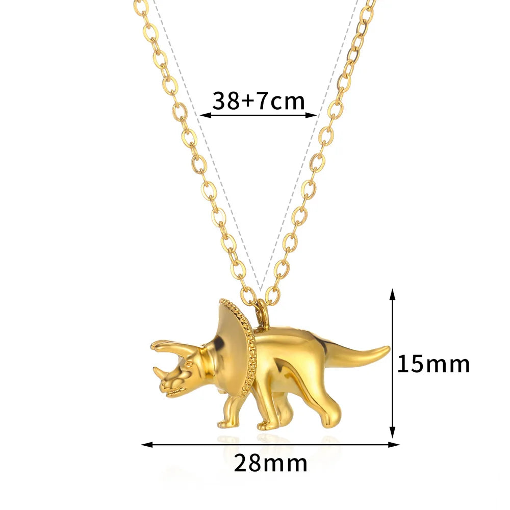 Gold Dinosaur Necklace - Floral Fawna
