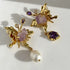 Freshwater Pearl & Stone Asymmetrical Earrings - Floral Fawna