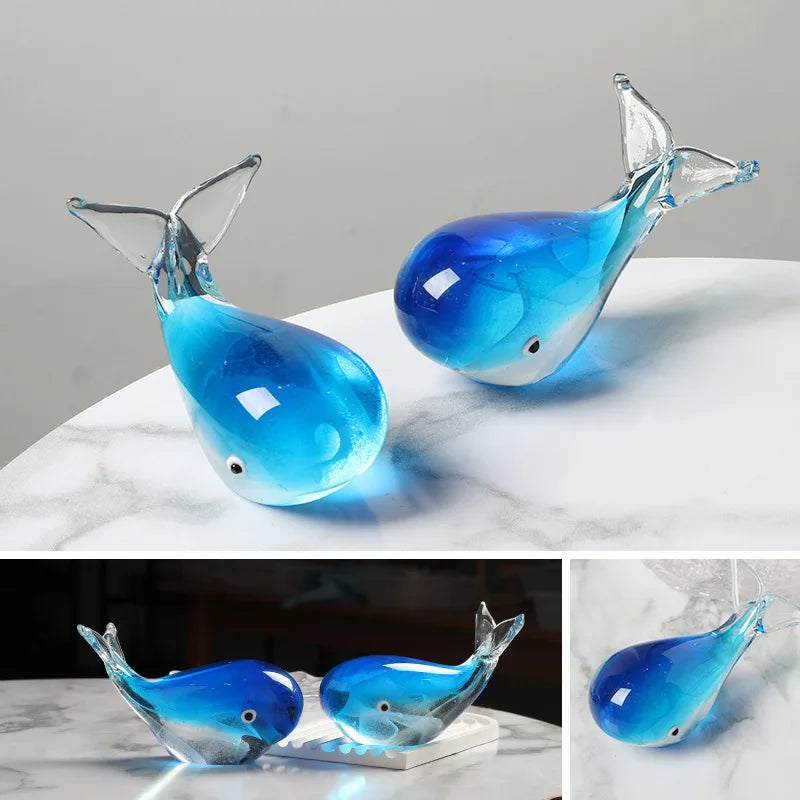 Glass Whale Ornament - Floral Fawna
