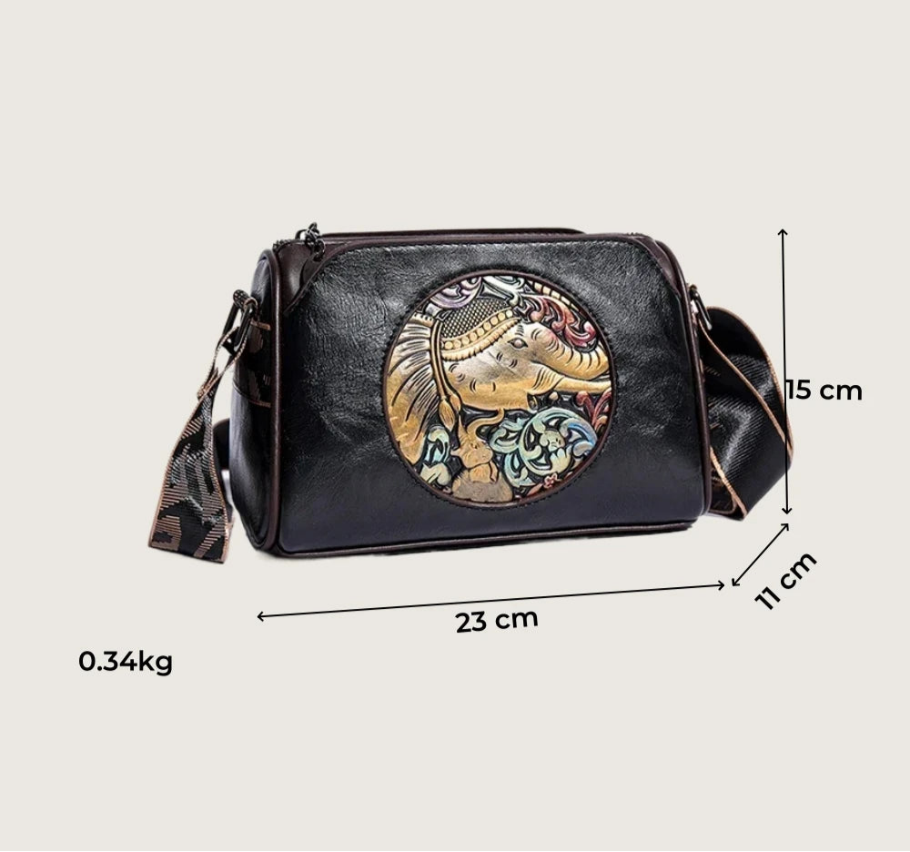 Elephant Embossed Messenger Bag - Floral Fawna