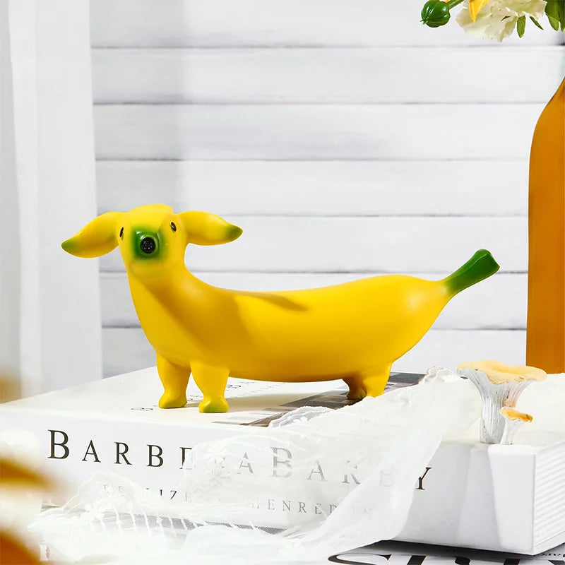 Banana Dog Sculpture - Floral Fawna
