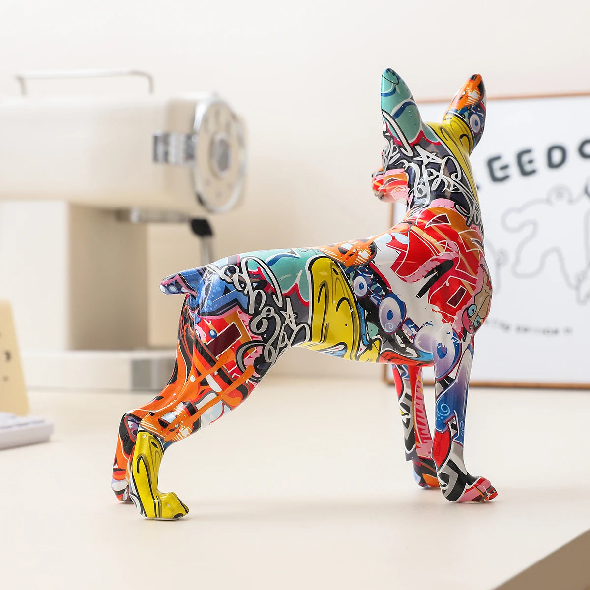 Miniature Pinscher Abstract Sculpture - Floral Fawna