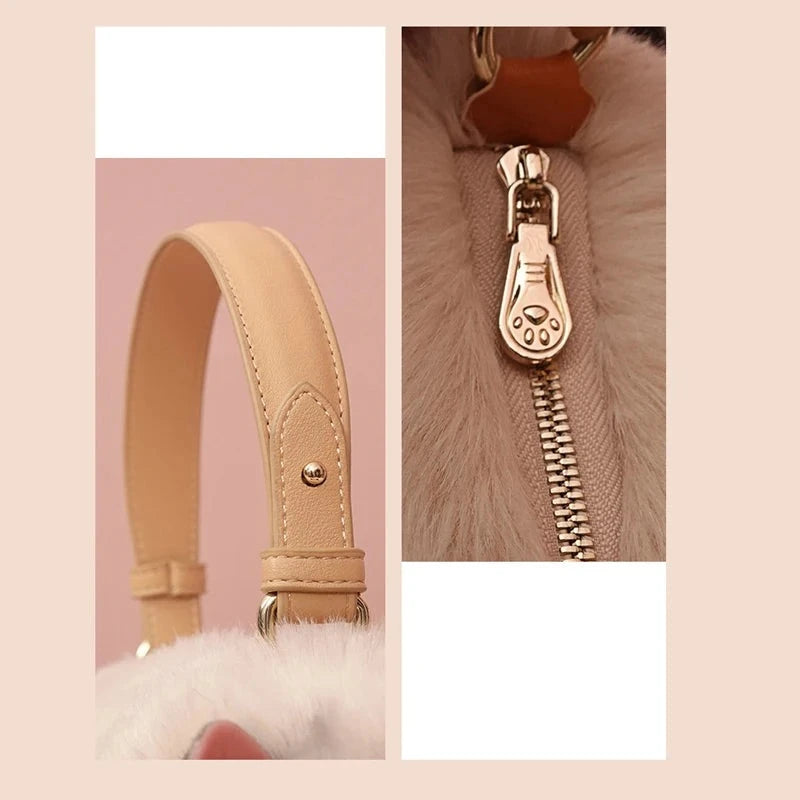 Realistic Faux Fur Siamese Cat Bag - Floral Fawna