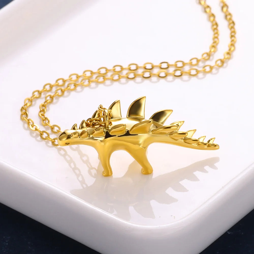 Gold Dinosaur Necklace - Floral Fawna