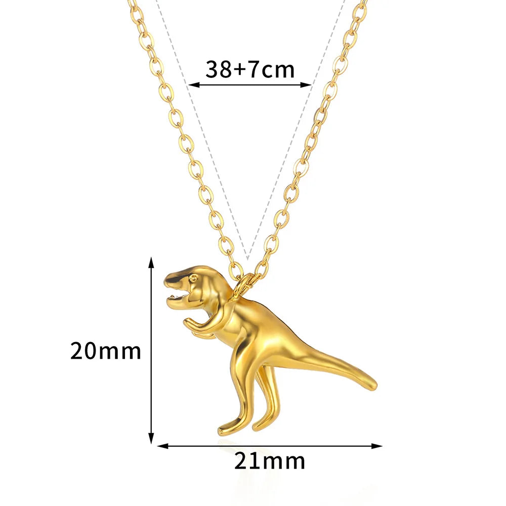 Gold Dinosaur Necklace - Floral Fawna